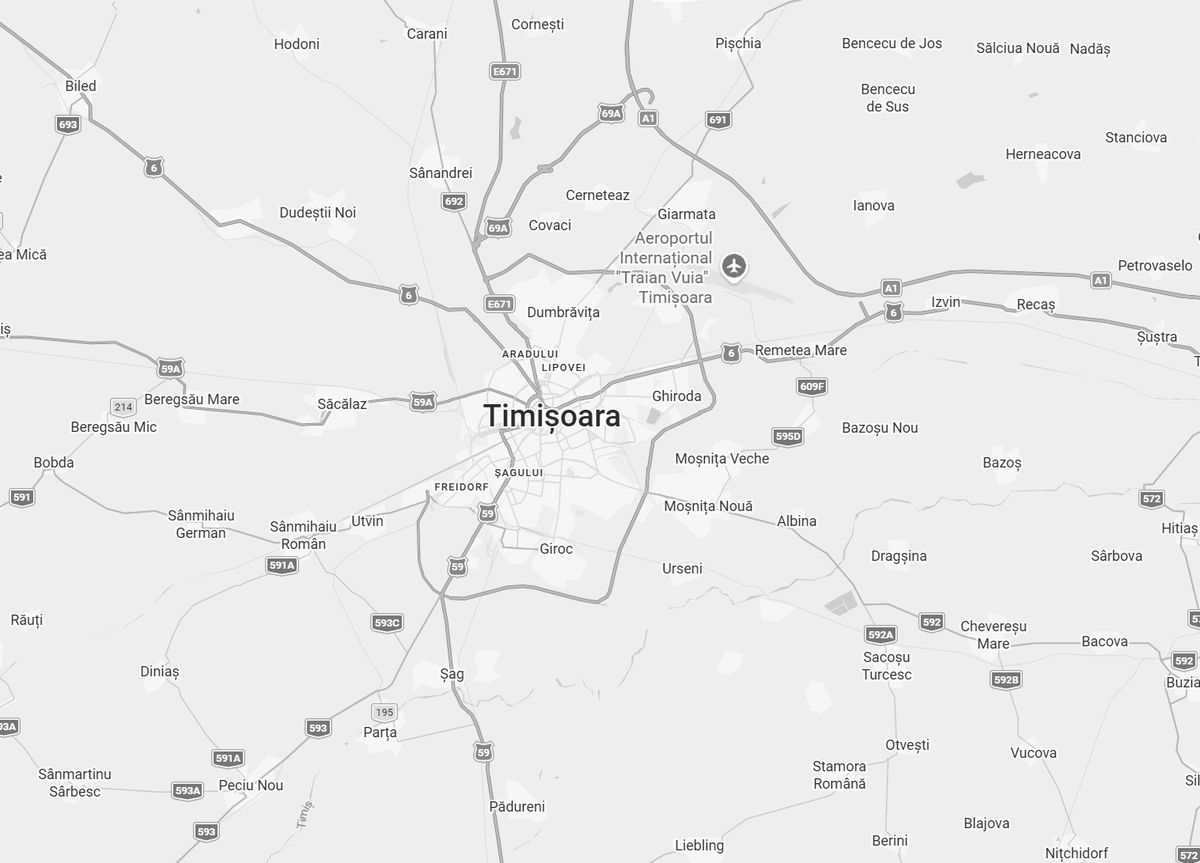 Hartă Timișoara — deservire la fața locului în zona metropolitană și remote oriunde
